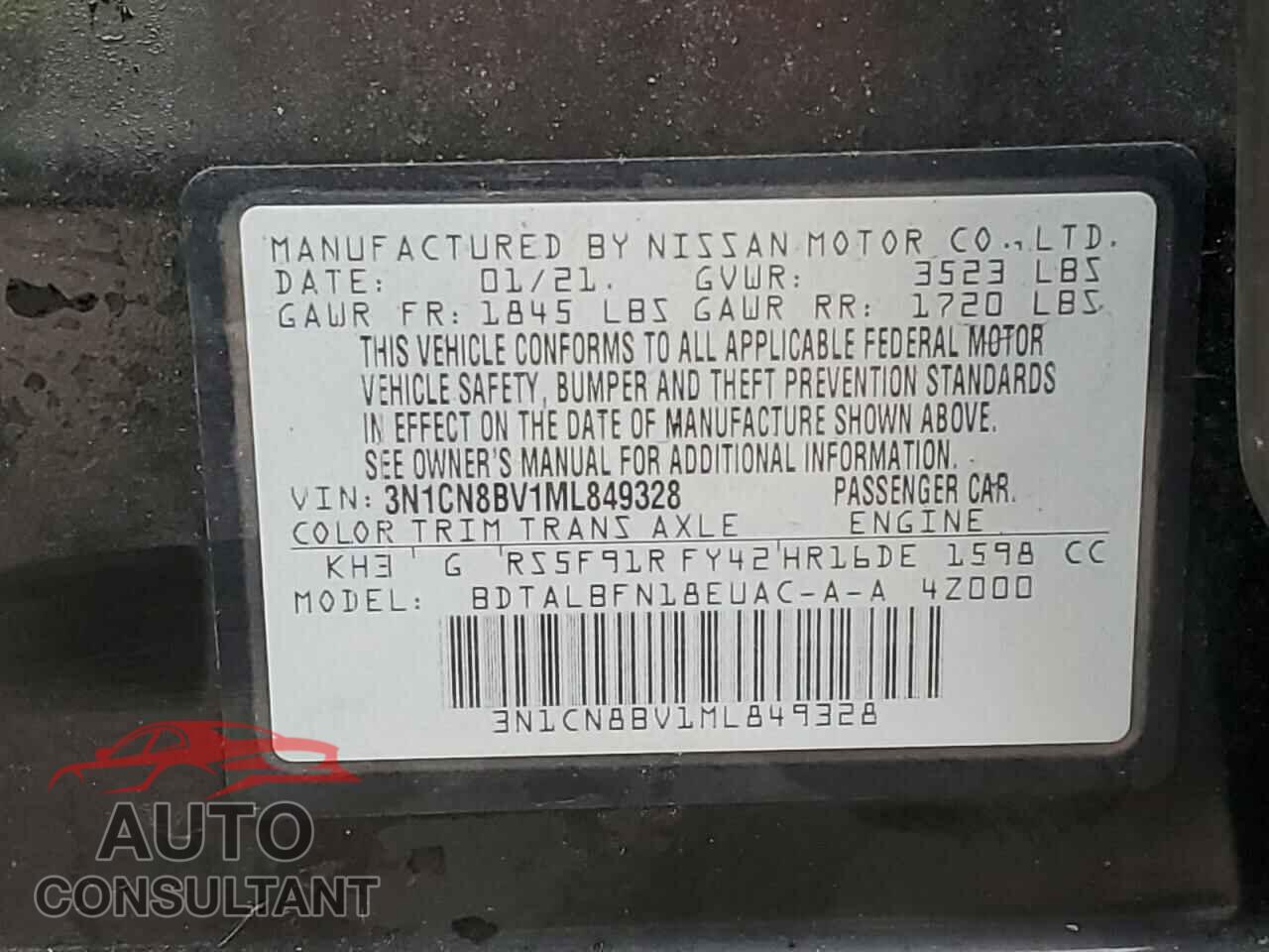 NISSAN VERSA 2021 - 3N1CN8BV1ML849328