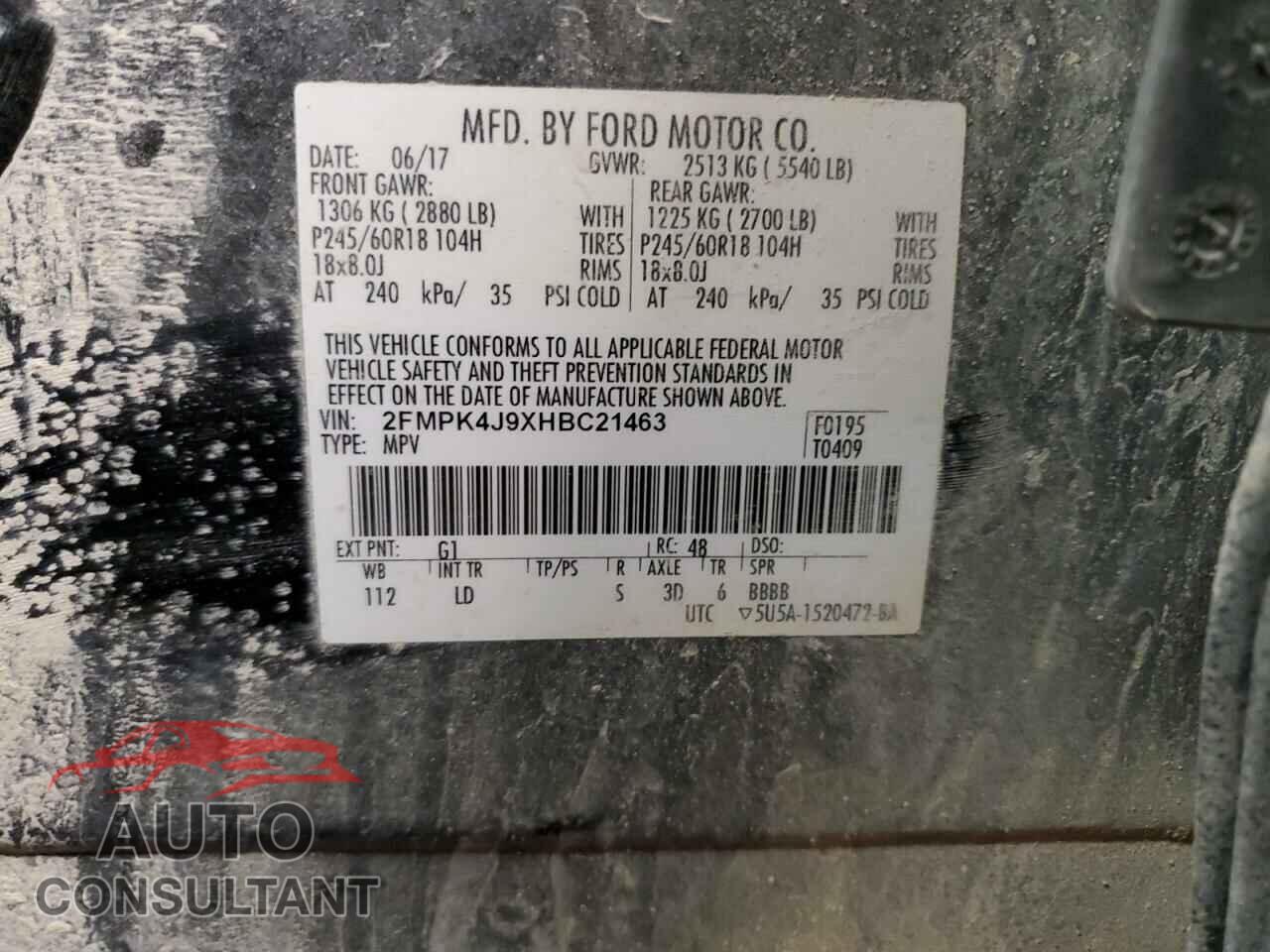 FORD EDGE 2017 - 2FMPK4J9XHBC21463