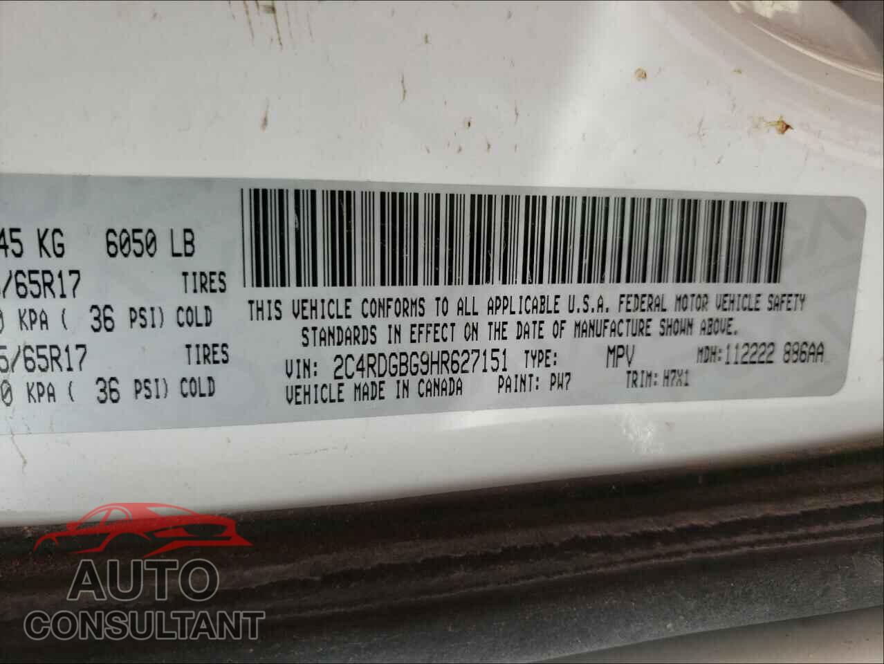 DODGE GRAND CARA 2017 - 2C4RDGBG9HR627151