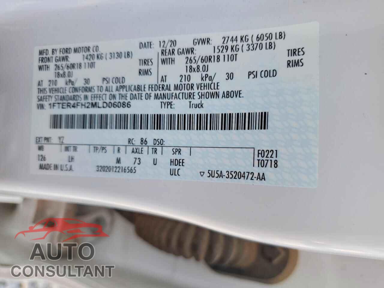 FORD RANGER 2021 - 1FTER4FH2MLD06086