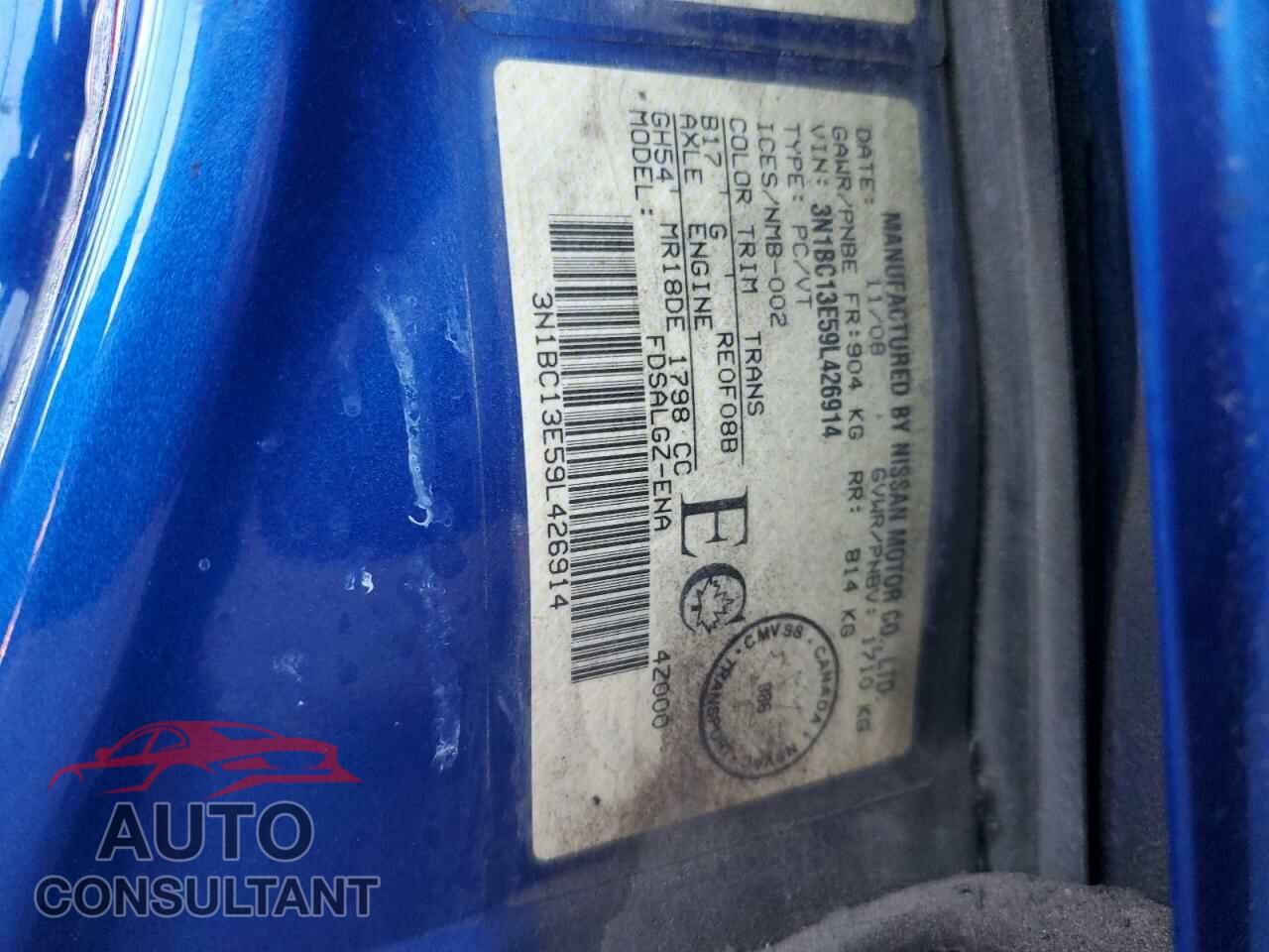 NISSAN VERSA 2009 - 3N1BC13E59L426914