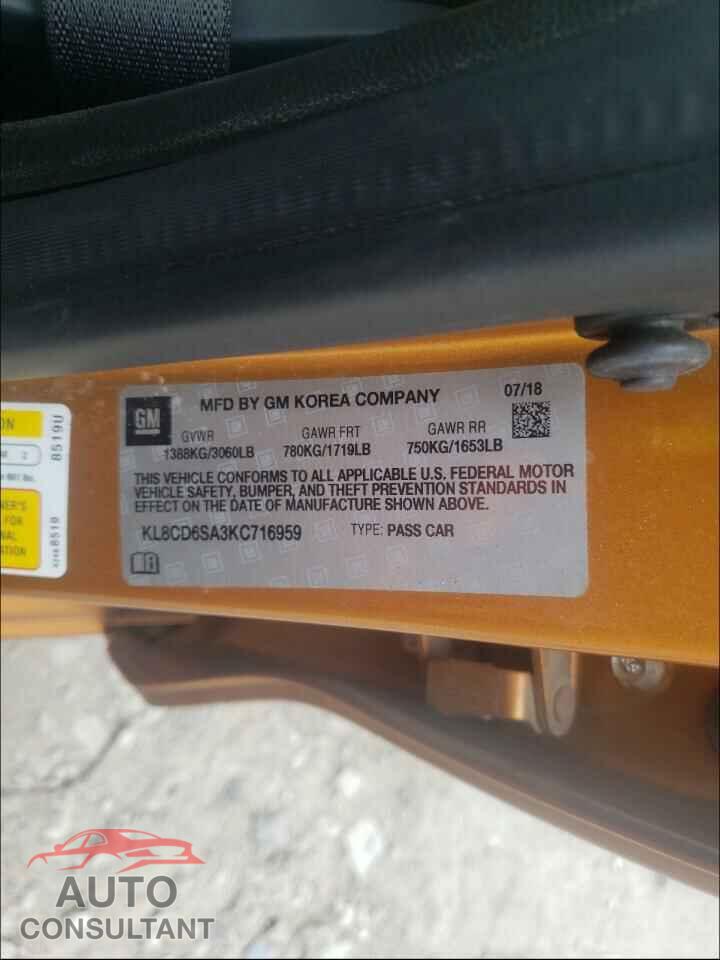 CHEVROLET SPARK 2019 - KL8CD6SA3KC716959