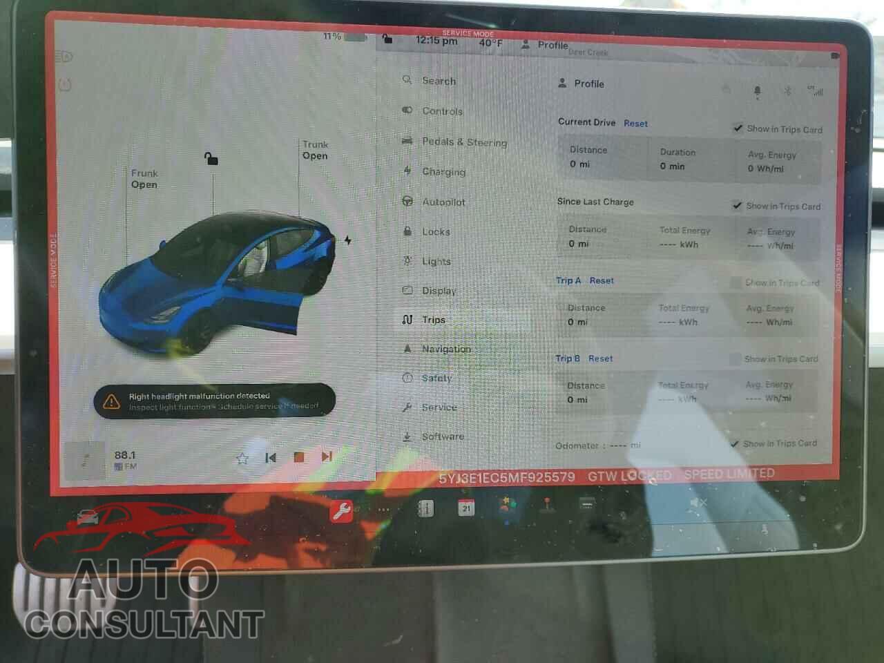 TESLA MODEL 3 2021 - 5YJ3E1EC5MF925579