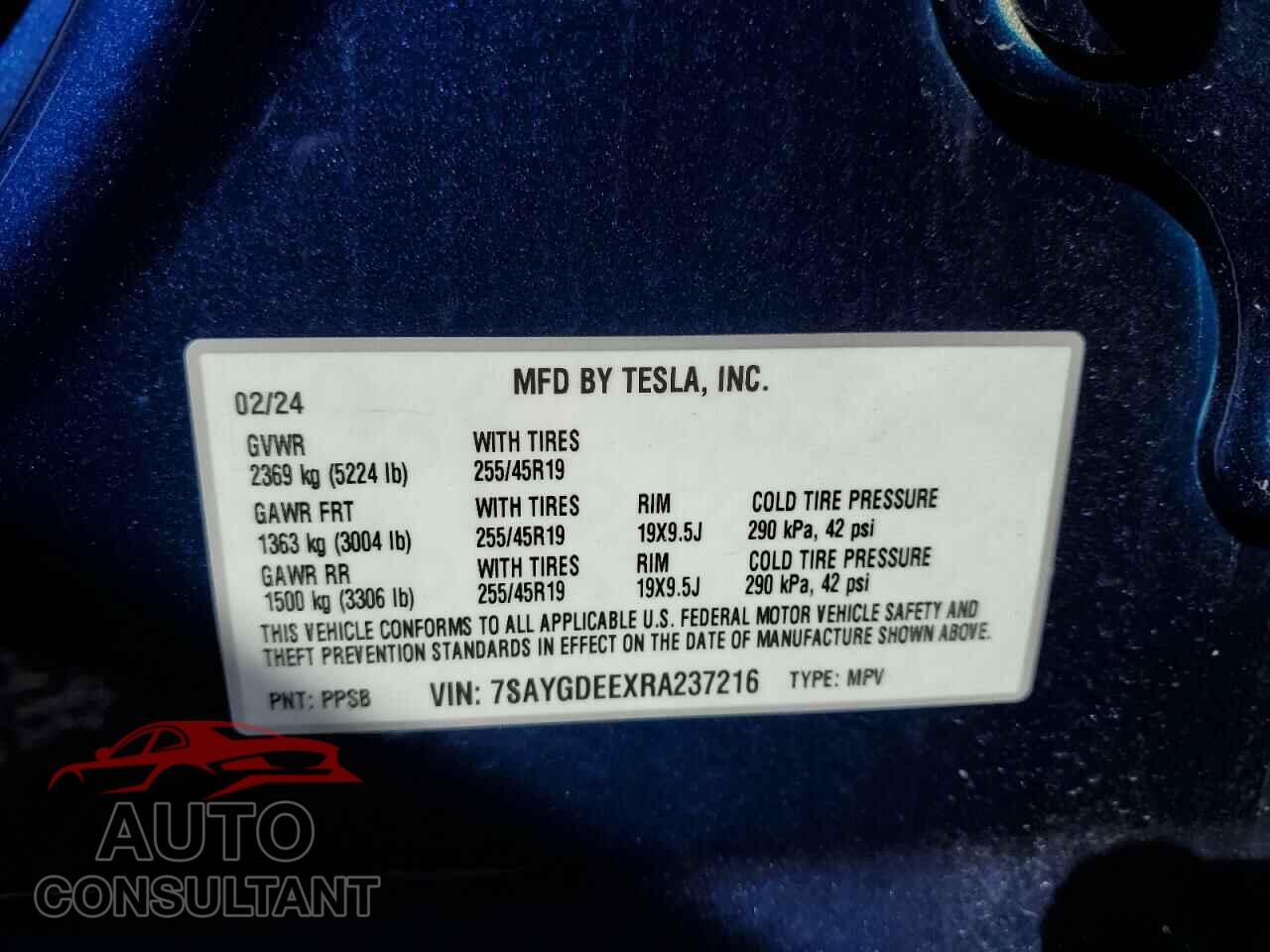 TESLA MODEL Y 2024 - 7SAYGDEEXRA237216