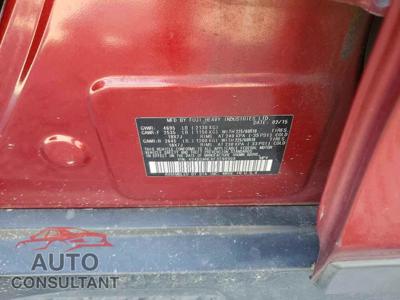 SUBARU OUTBACK 2. 2015 - 4S4BSANC6F3298908