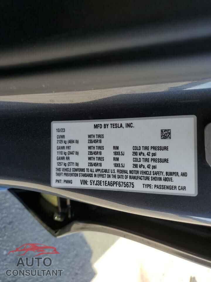 TESLA MODEL 3 2023 - 5YJ3E1EA6PF675675