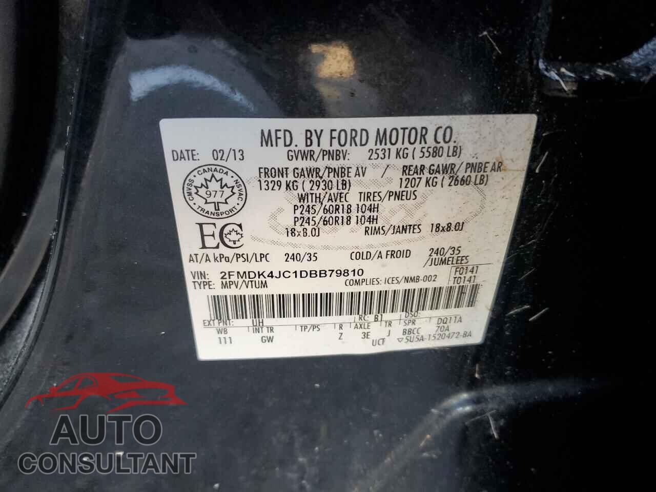 FORD EDGE 2013 - 2FMDK4JC1DBB79810