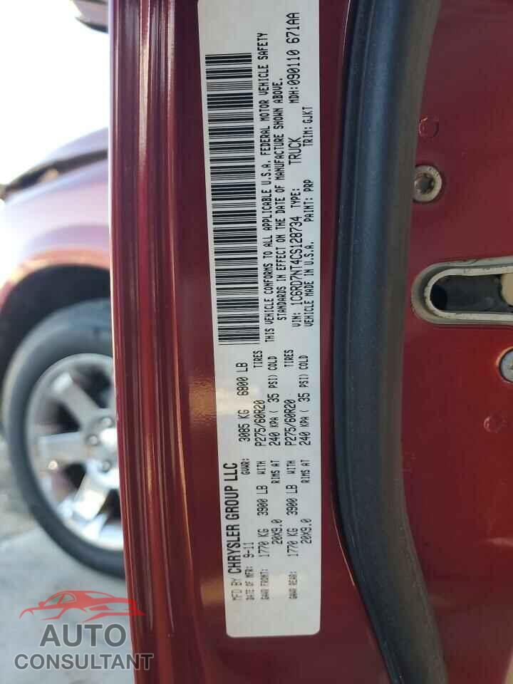 DODGE RAM 1500 2012 - 1C6RD7NT4CS128734