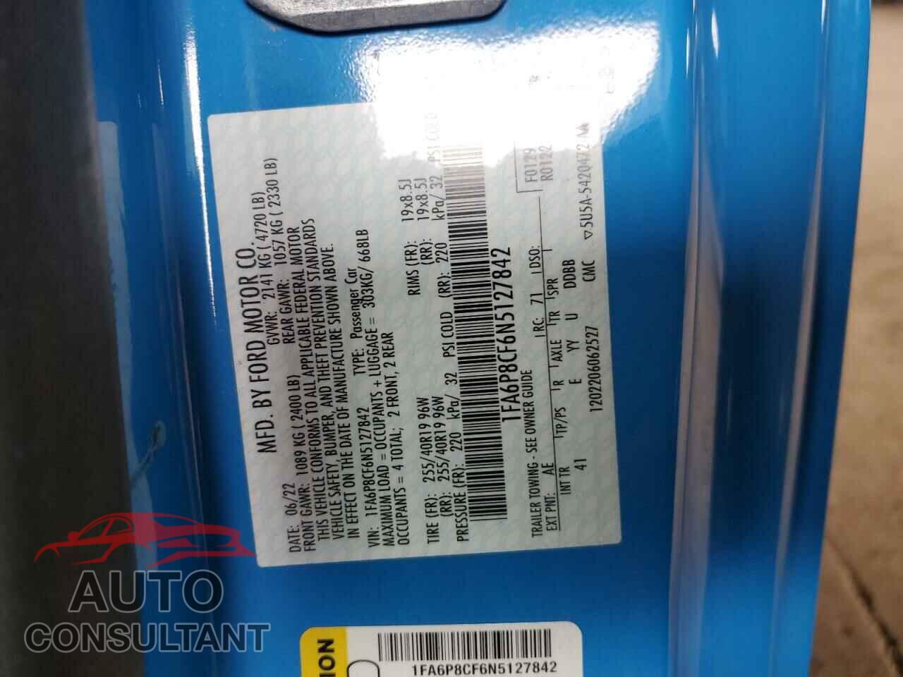 FORD MUSTANG 2022 - 1FA6P8CF6N5127842