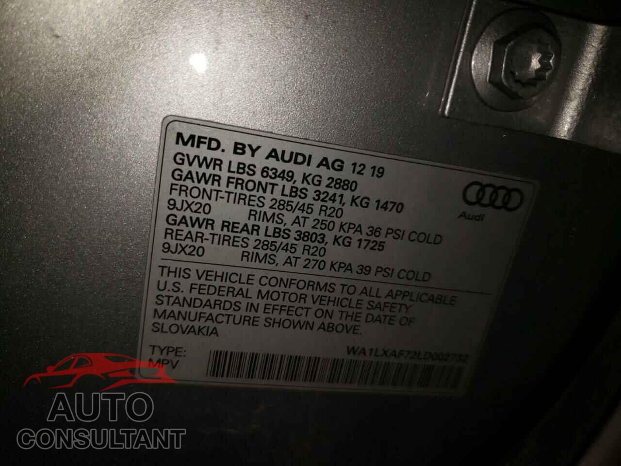 AUDI Q7 2020 - WA1LXAF72LD002732