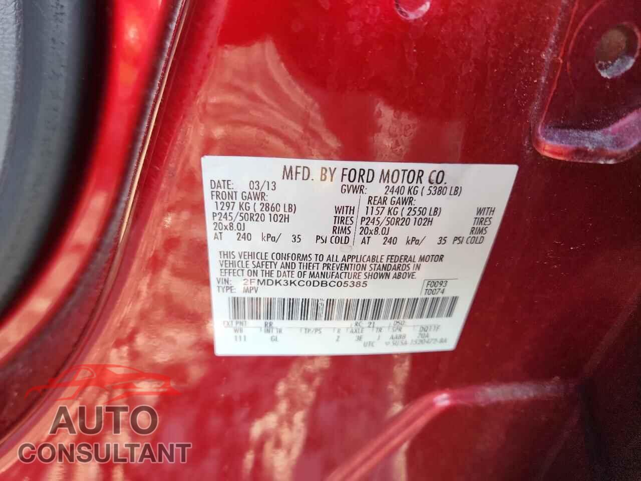 FORD EDGE 2013 - 2FMDK3KC0DBC05385