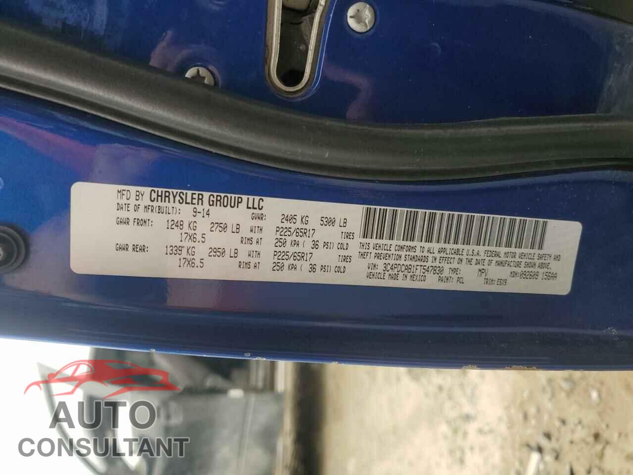 DODGE JOURNEY 2015 - 3C4PDCAB1FT547830