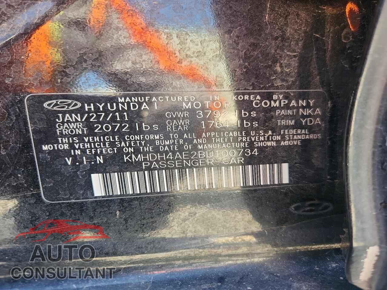 HYUNDAI ELANTRA 2011 - KMHDH4AE2BU100734
