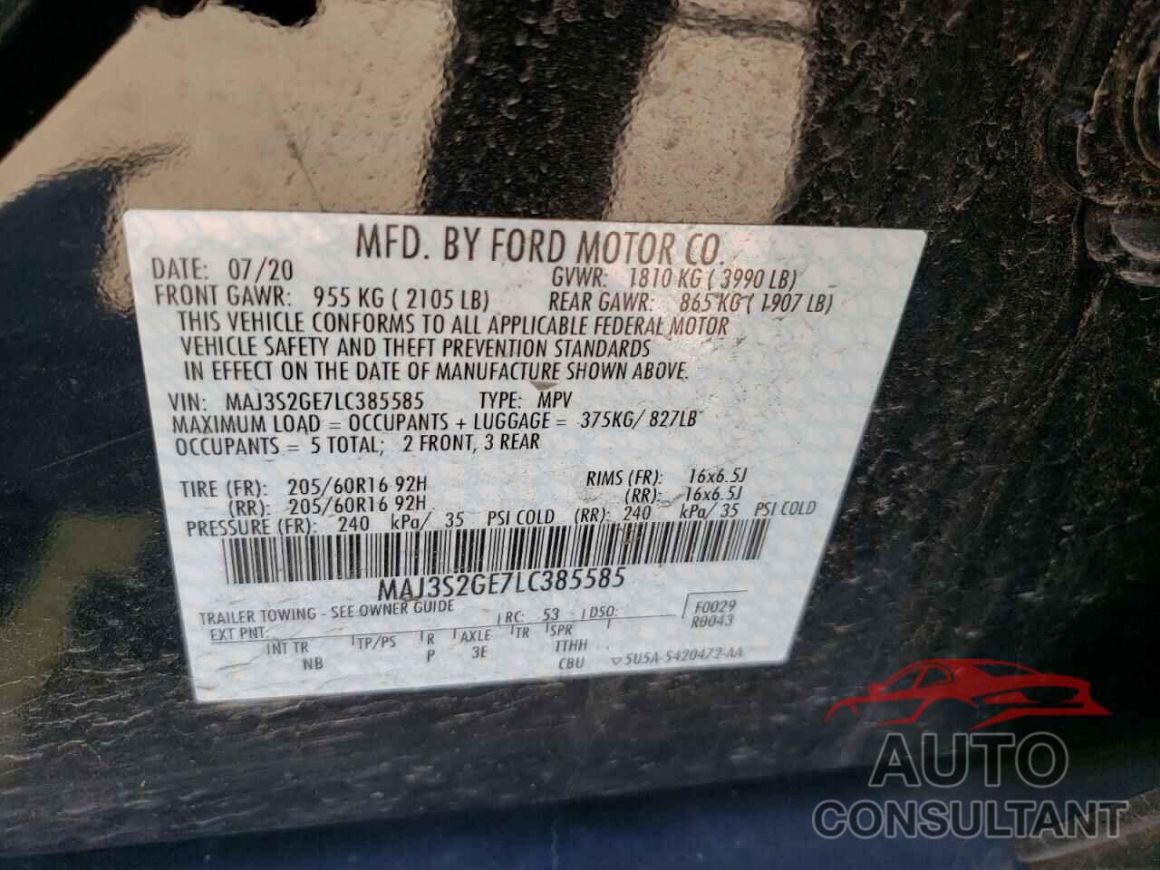 FORD ALL OTHER 2020 - MAJ3S2GE7LC385585