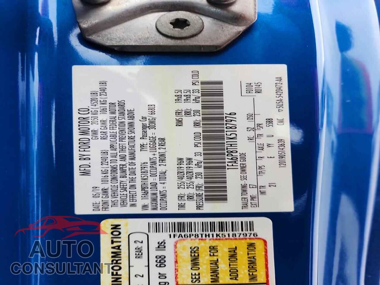 FORD MUSTANG 2019 - 1FA6P8TH1K5187976