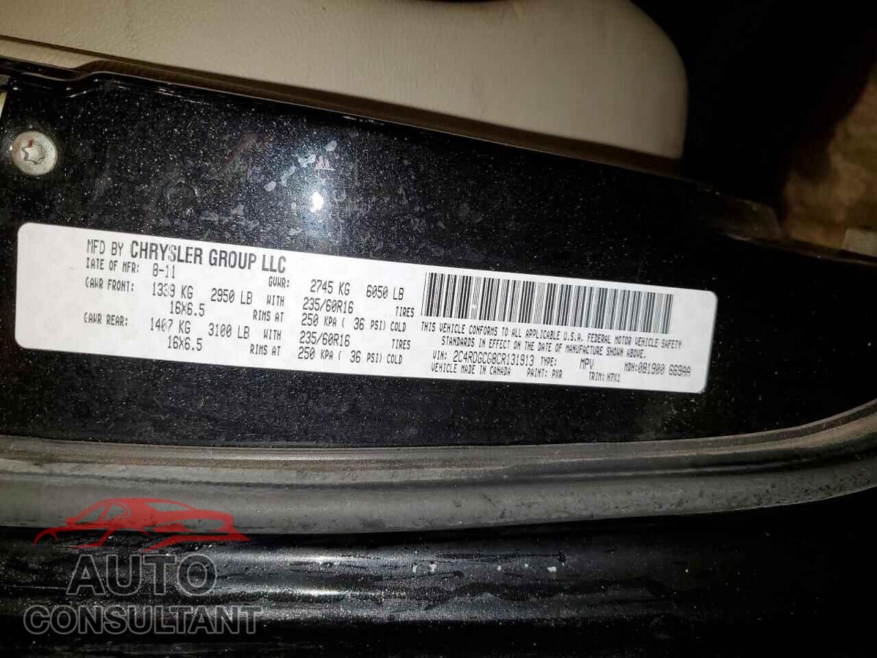DODGE CARAVAN 2012 - 2C4RDGCG8CR131913
