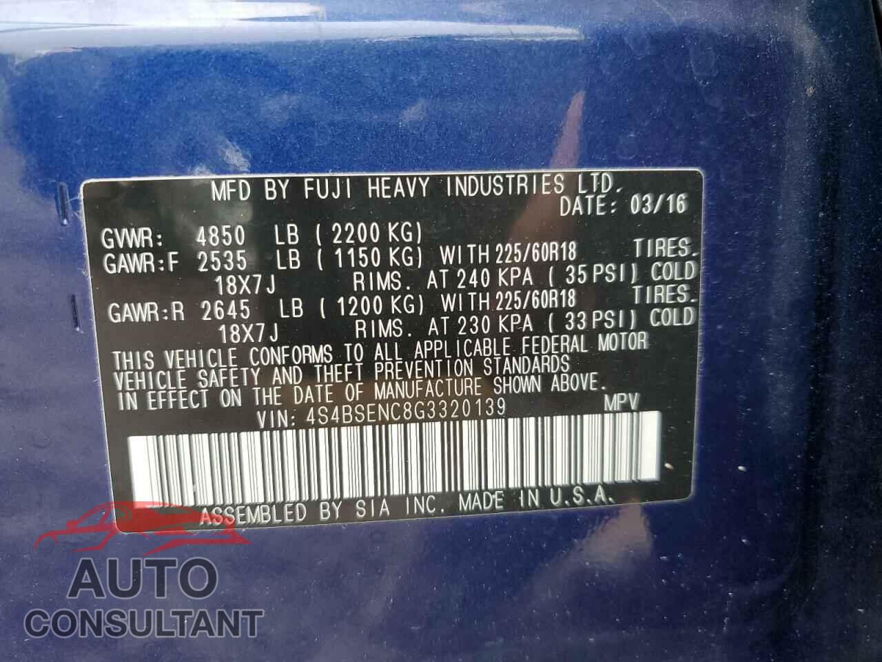 SUBARU OUTBACK 2016 - 4S4BSENC8G3320139