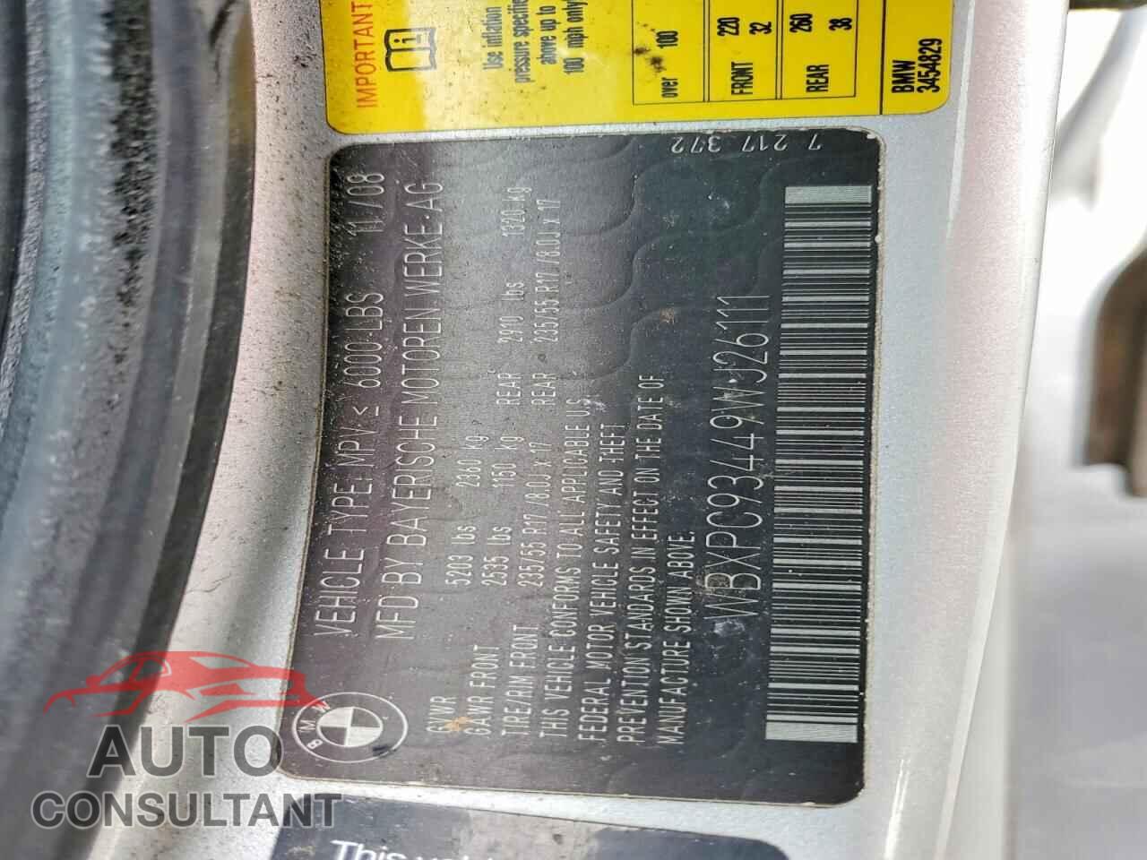 BMW X3 2009 - WBXPC93449WJ26111
