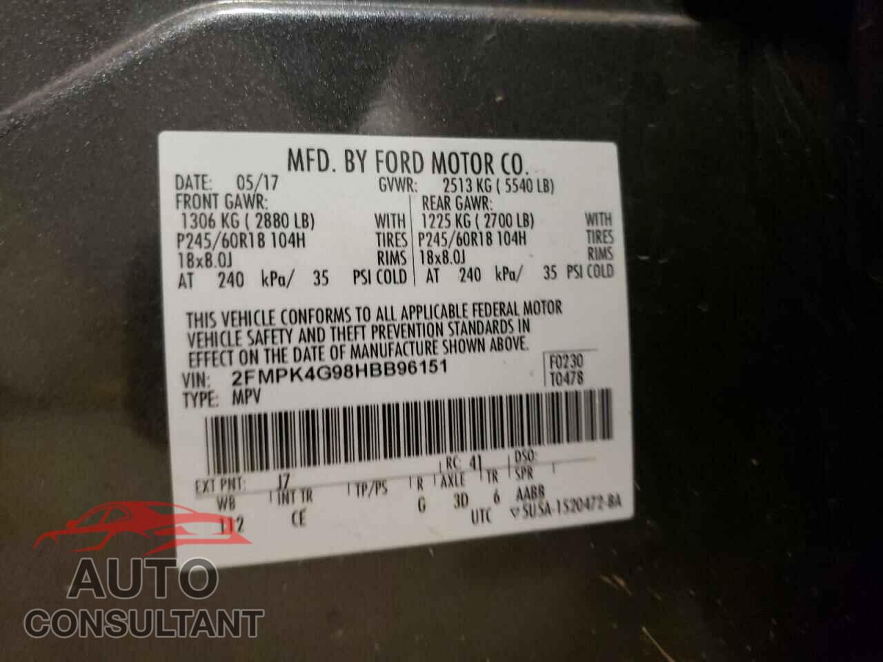 FORD EDGE 2017 - 2FMPK4G98HBB96151