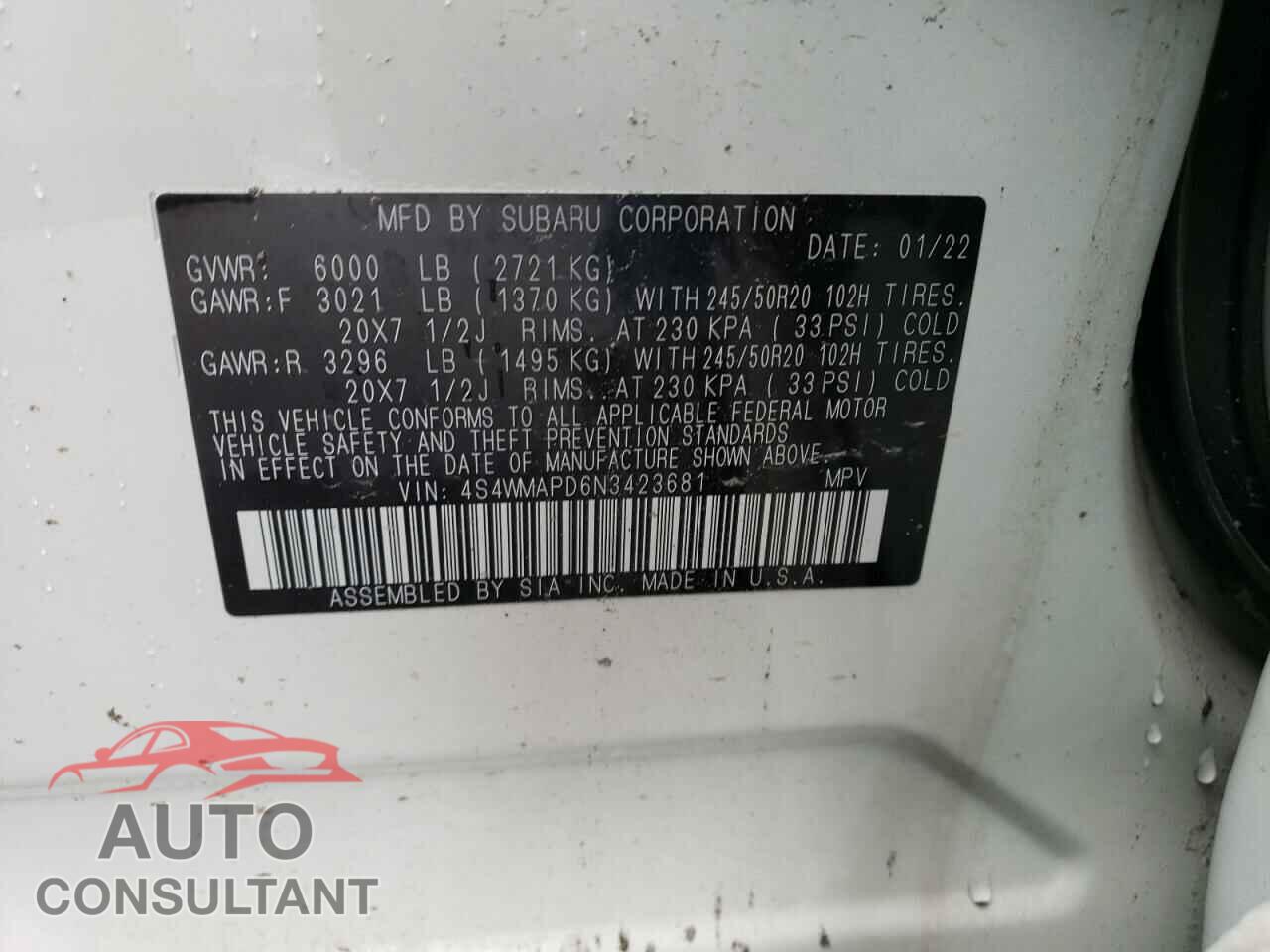 SUBARU ASCENT 2022 - 4S4WMAPD6N3423681