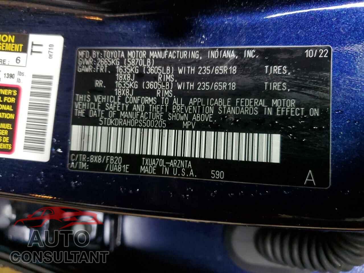 TOYOTA HIGHLANDER 2023 - 5TDKDRAH0PS500205