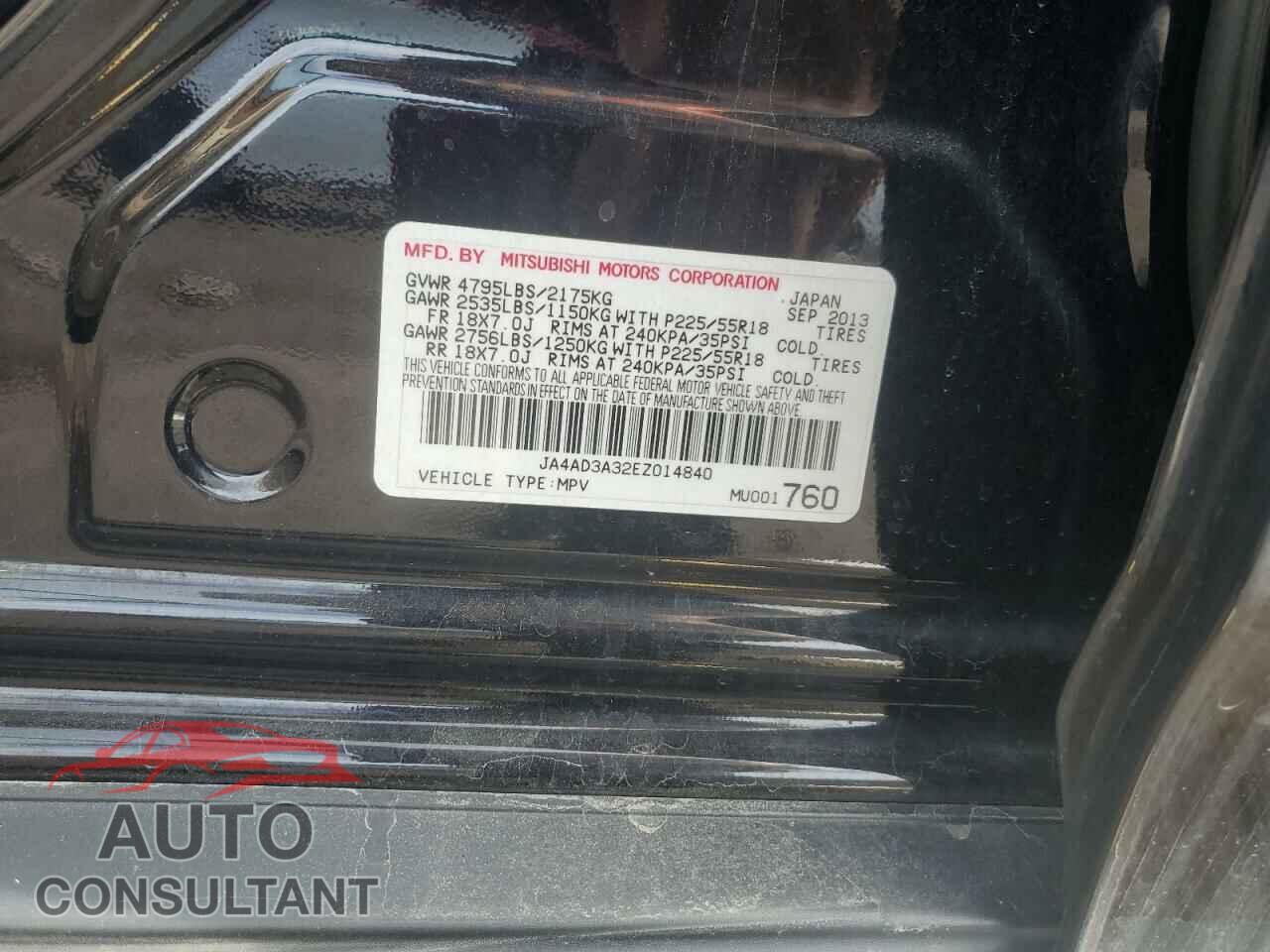 MITSUBISHI OUTLANDER 2014 - JA4AD3A32EZ014840