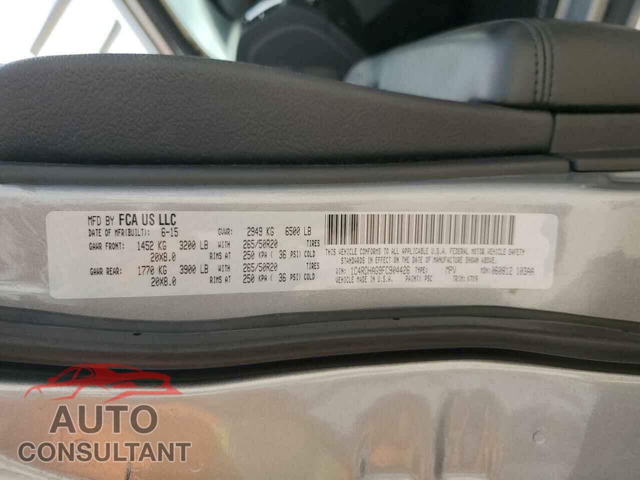DODGE DURANGO 2015 - 1C4RDHAG9FC904426