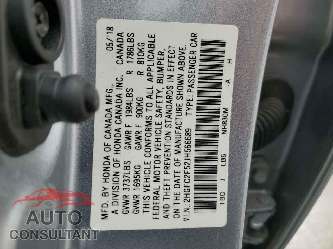 HONDA CIVIC 2018 - 2HGFC2F52JH566689