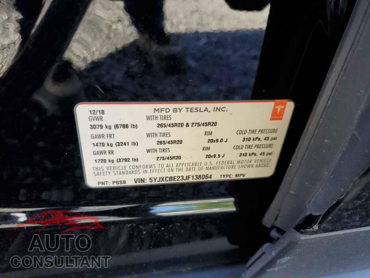 TESLA MODEL X 2018 - 5YJXCBE23JF138064