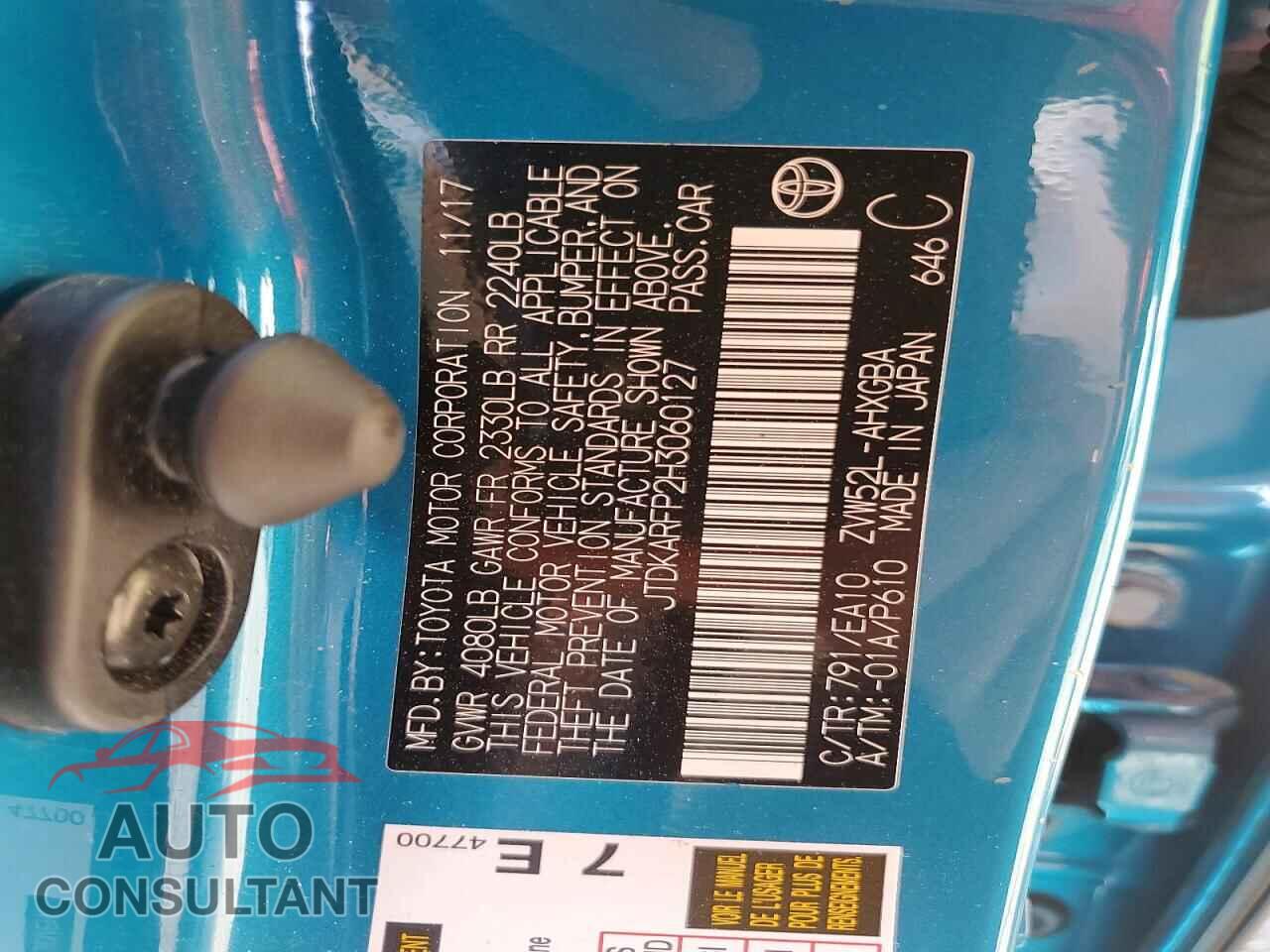 TOYOTA PRIUS 2017 - JTDKARFP2H3060127