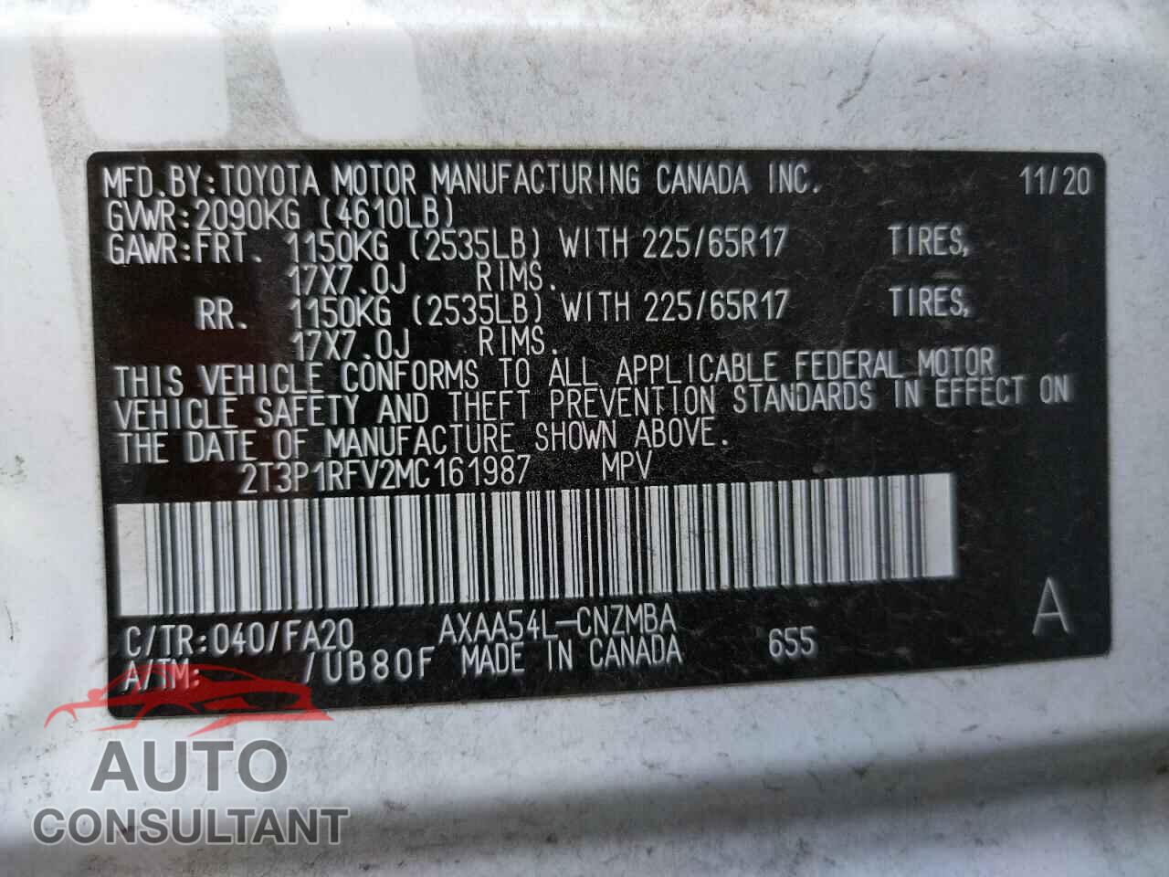 TOYOTA RAV4 2021 - 2T3P1RFV2MC161987