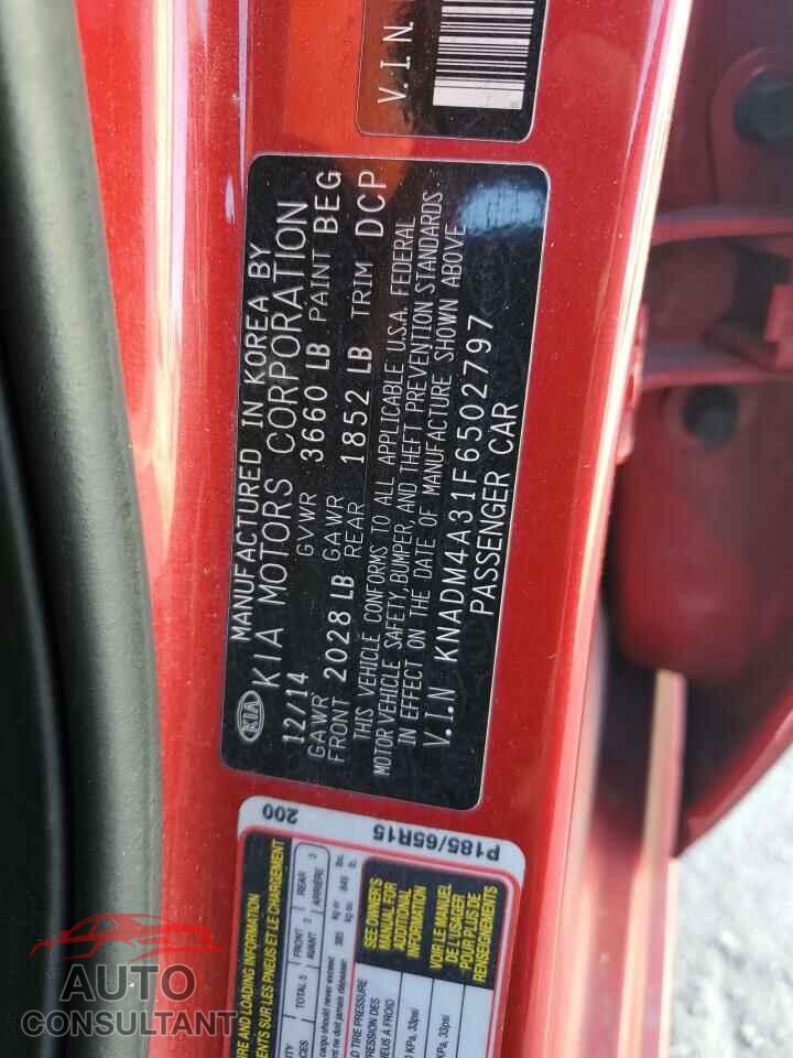 KIA RIO 2015 - KNADM4A31F6502797
