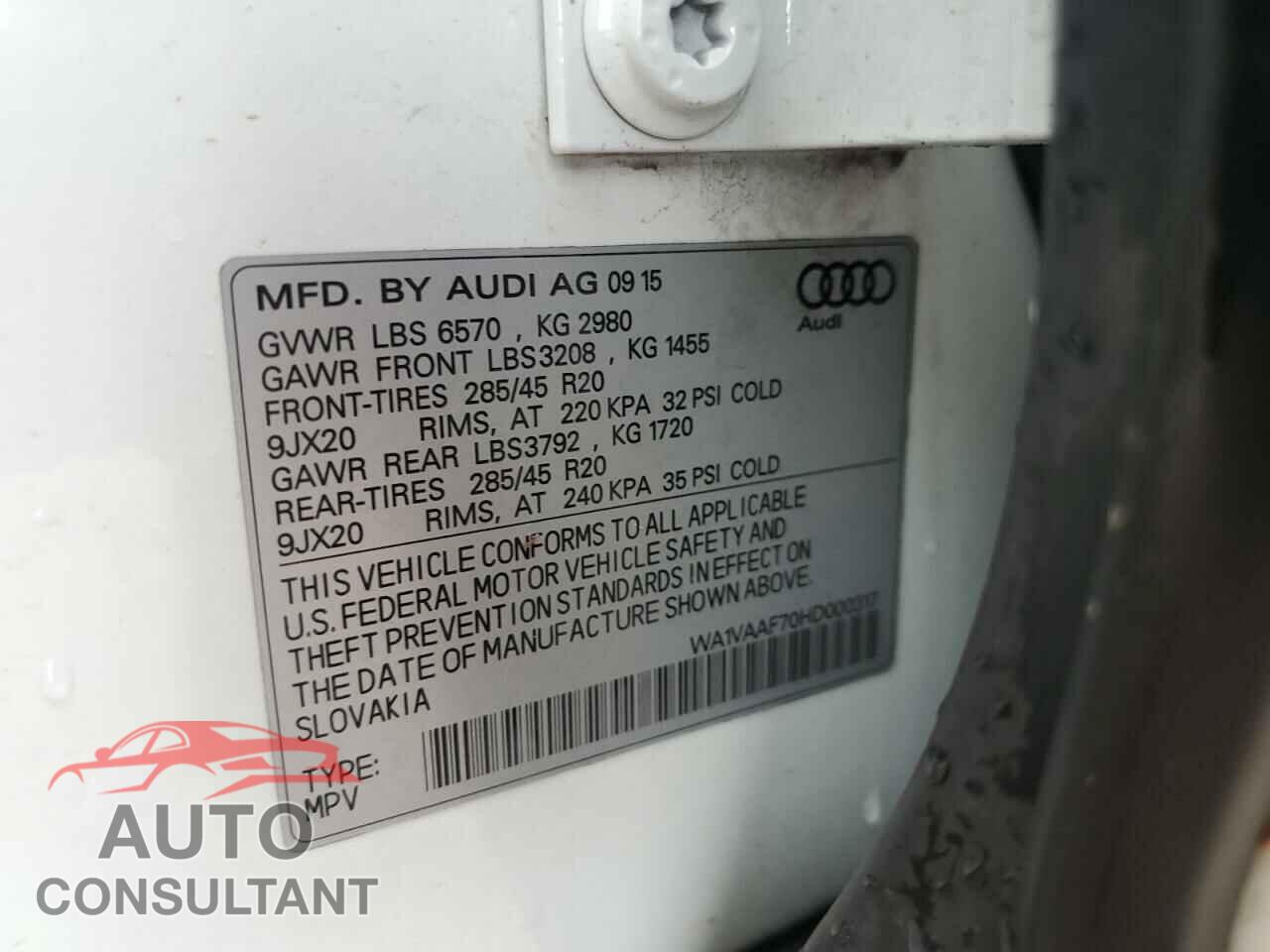 AUDI Q7 2017 - WA1VAAF70HD000317