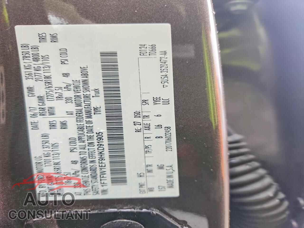 FORD F150 2017 - 1FTFW1EF9HKD91905