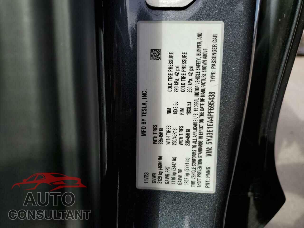 TESLA MODEL 3 2023 - 5YJ3E1EA4PF695438