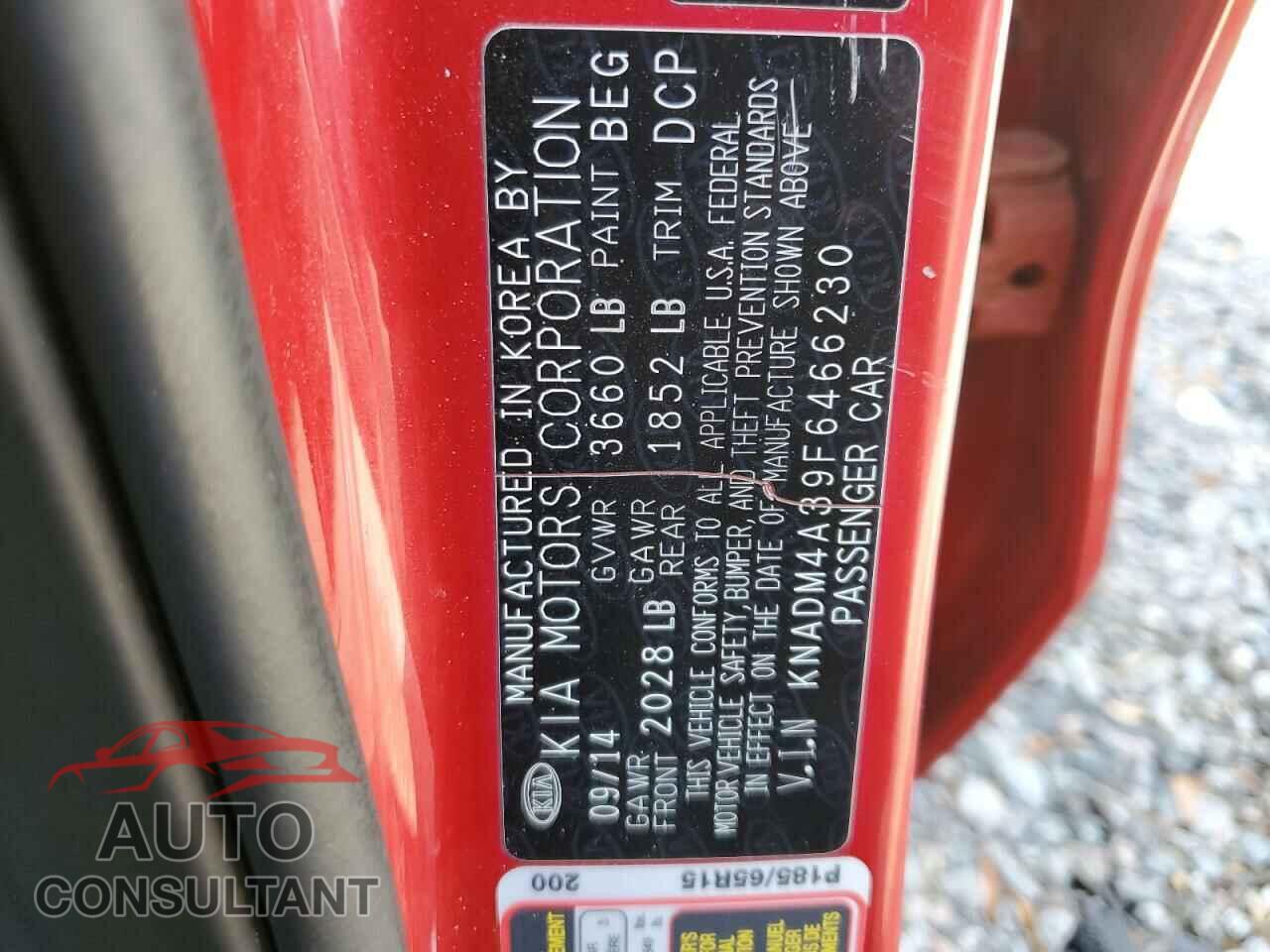 KIA RIO 2015 - KNADM4A39F6466230