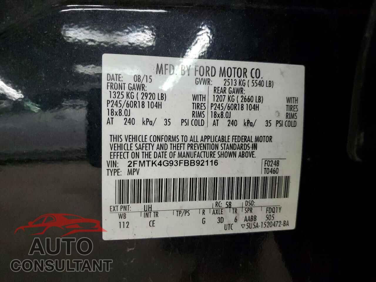 FORD EDGE 2015 - 2FMTK4G93FBB92116