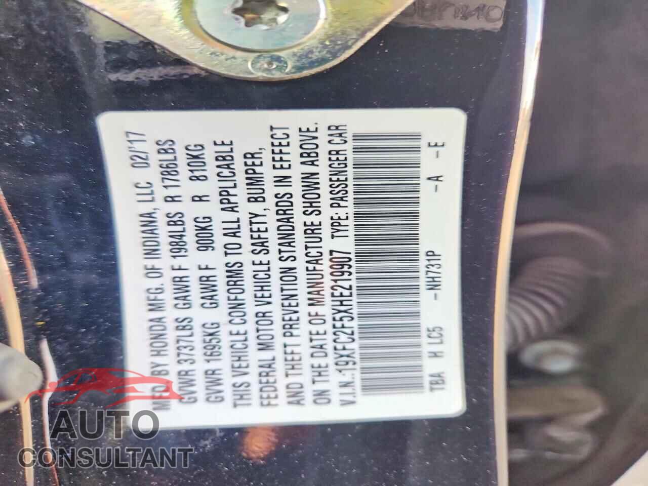 HONDA CIVIC 2017 - 19XFC2F5XHE219907