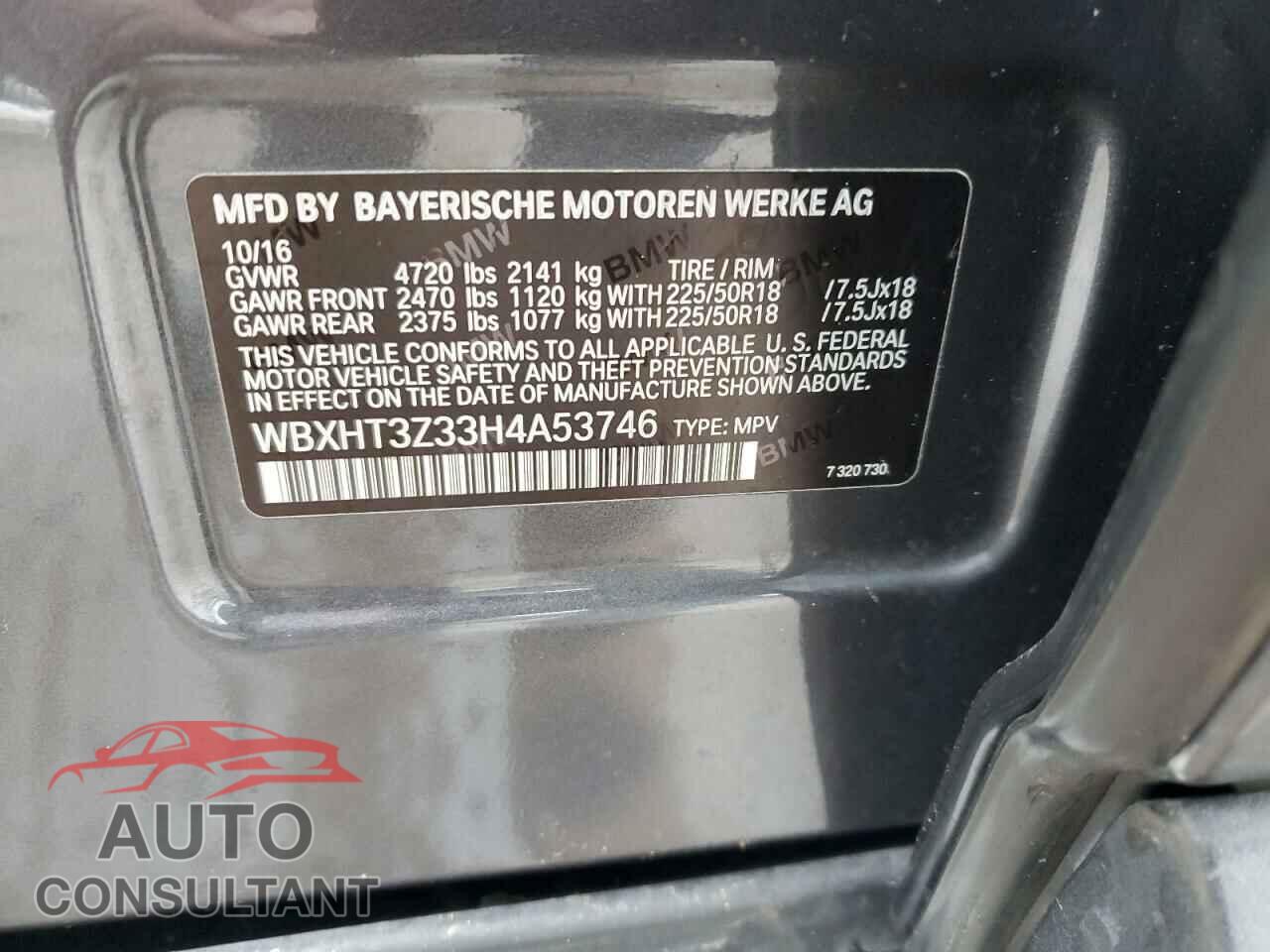 BMW X1 2017 - WBXHT3Z33H4A53746
