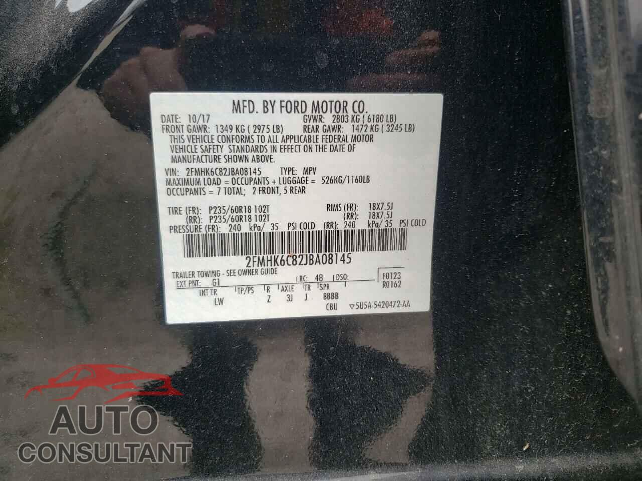FORD FLEX 2018 - 2FMHK6C82JBA08145