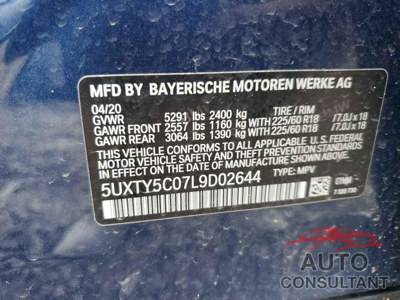 BMW X3 2020 - 5UXTY5C07L9D02644