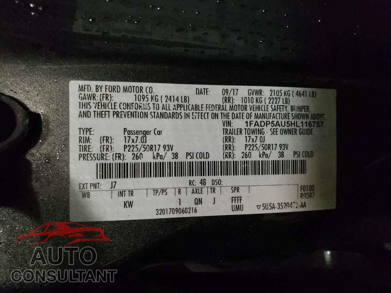 FORD CMAX 2017 - 1FADP5AU5HL116757