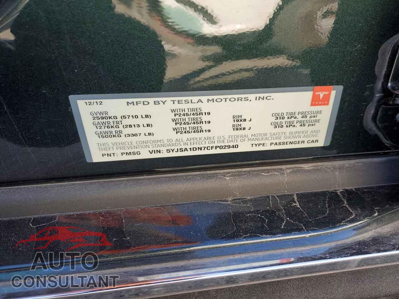 TESLA MODEL S 2012 - 5YJSA1DN7CFP02940