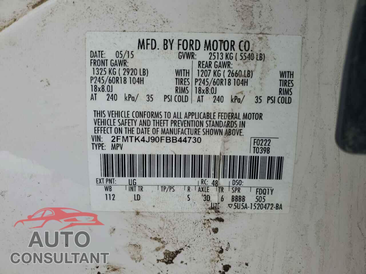 FORD EDGE 2015 - 2FMTK4J90FBB44730
