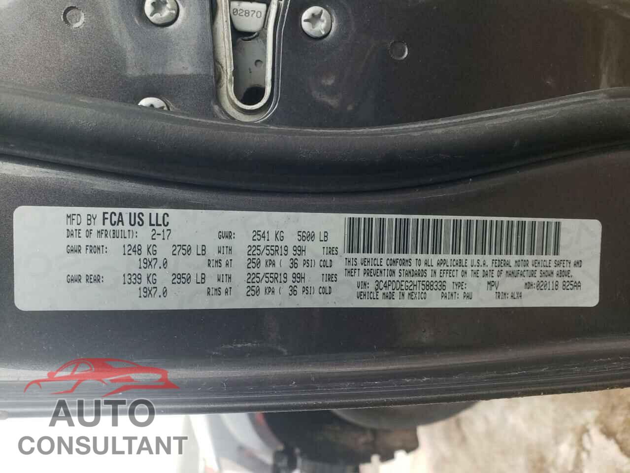 DODGE JOURNEY 2017 - 3C4PDDEG2HT588336