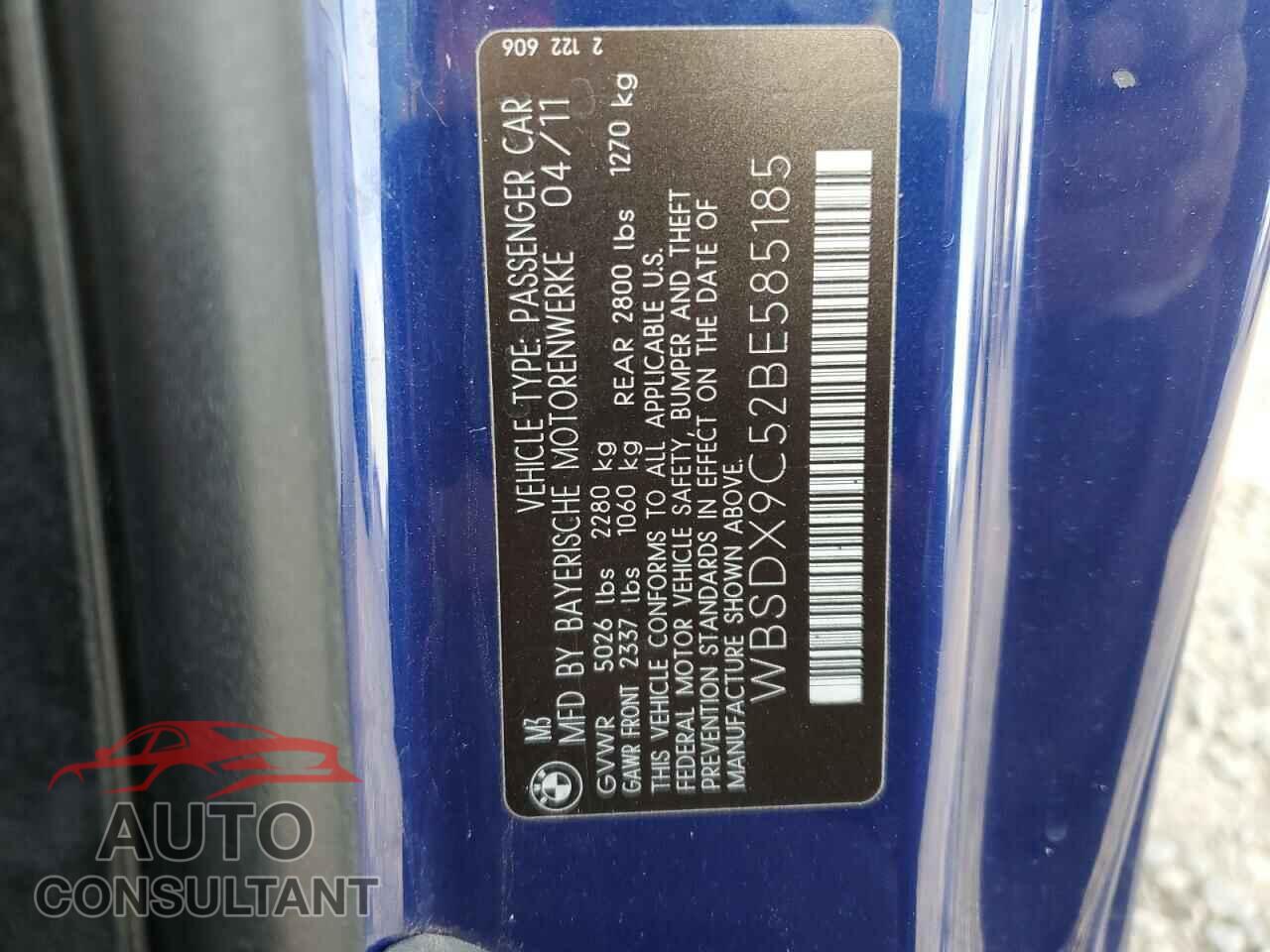 BMW M3 2011 - WBSDX9C52BE585185