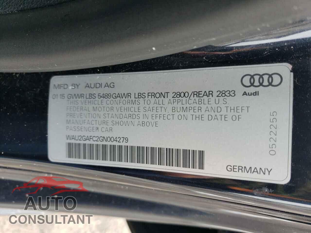 AUDI A7 2016 - WAU2GAFC2GN004279
