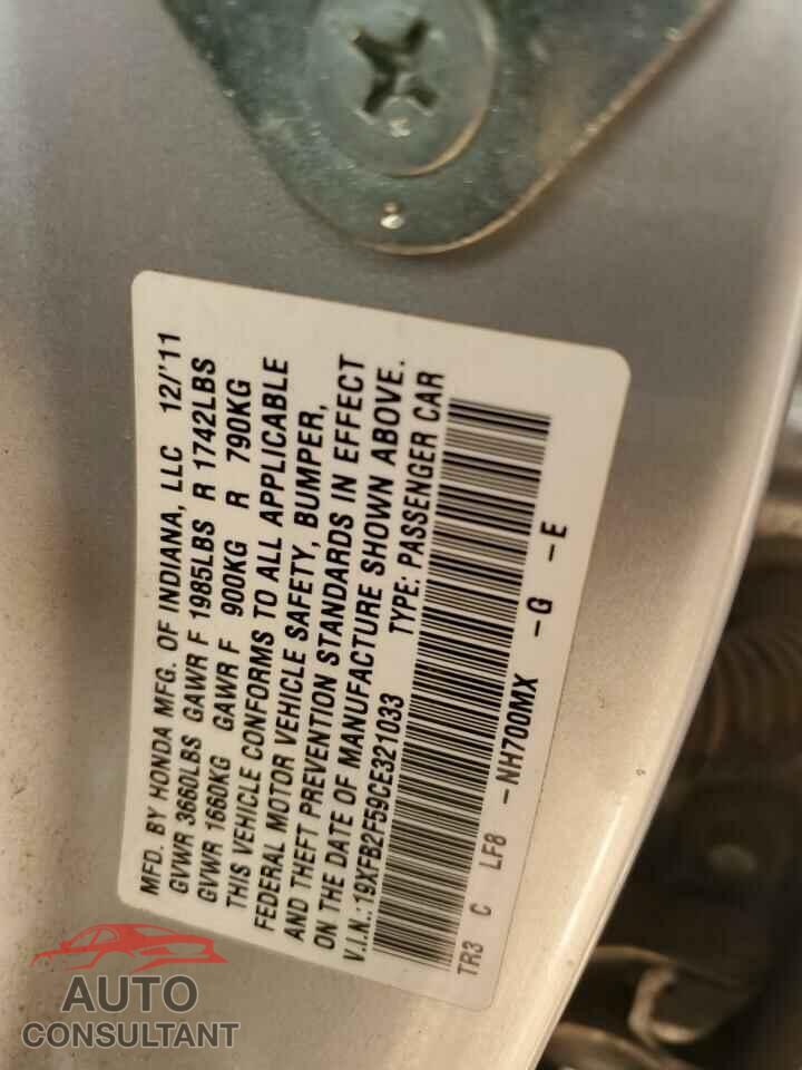 HONDA CIVIC 2012 - 19XFB2F59CE321033