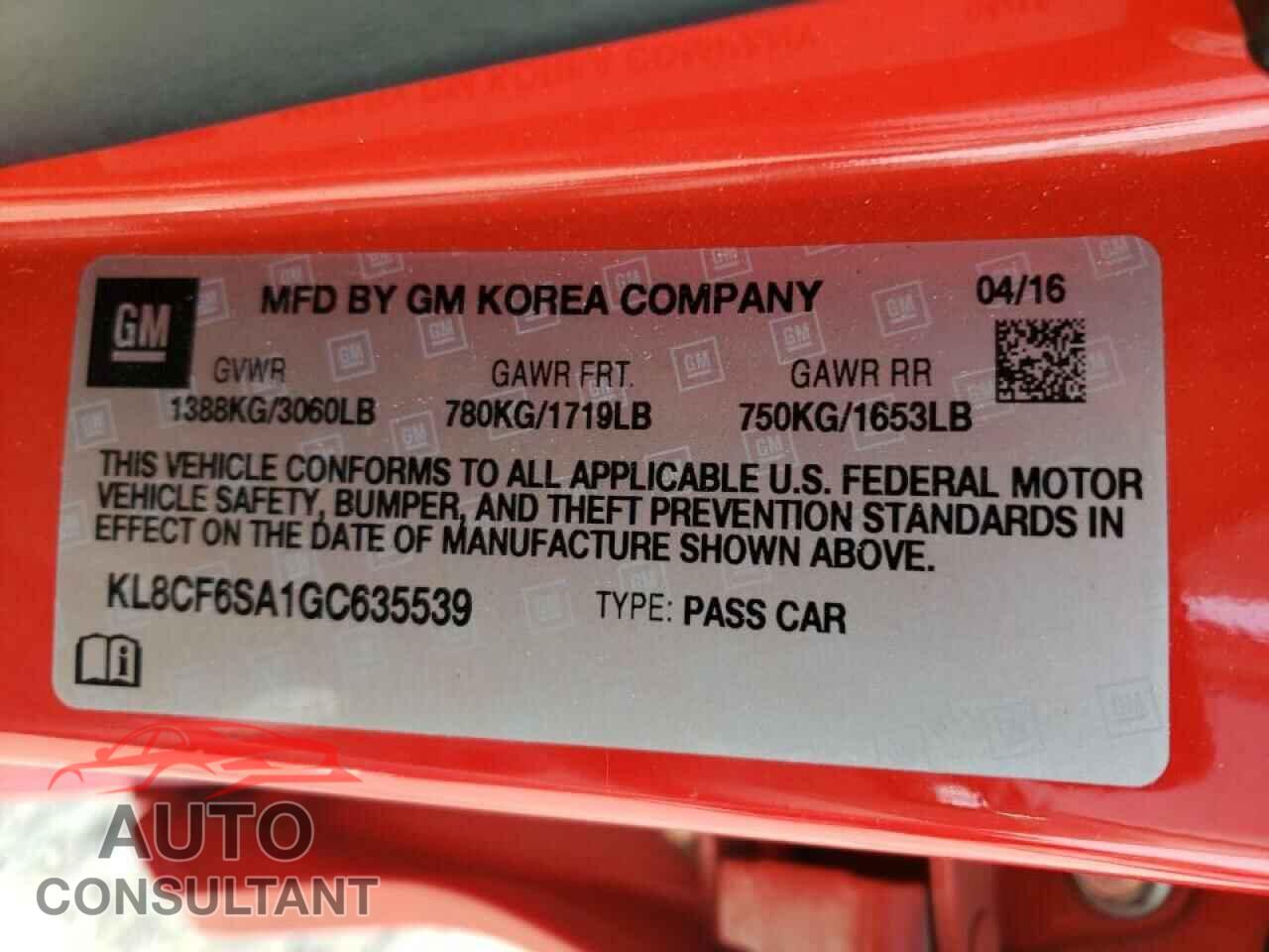 CHEVROLET SPARK 2016 - KL8CF6SA1GC635539