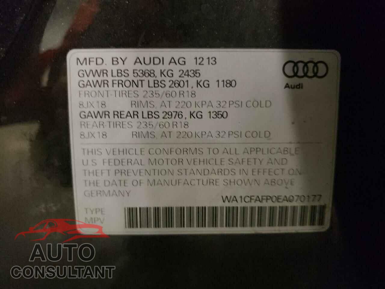 AUDI Q5 2014 - WA1CFAFP0EA070177